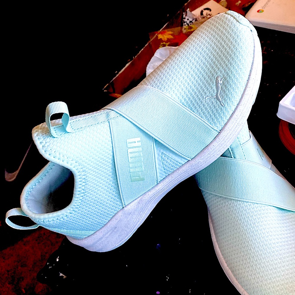 Brand new with box teal Puma tennis shoes